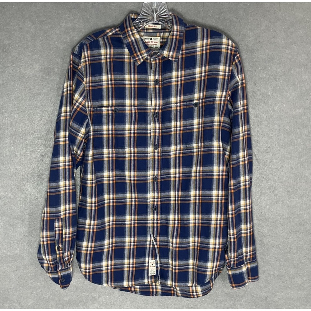 Lucky Brand Mens Sz S Plaid Classic Fit Button Down Pockets Flannel Casual